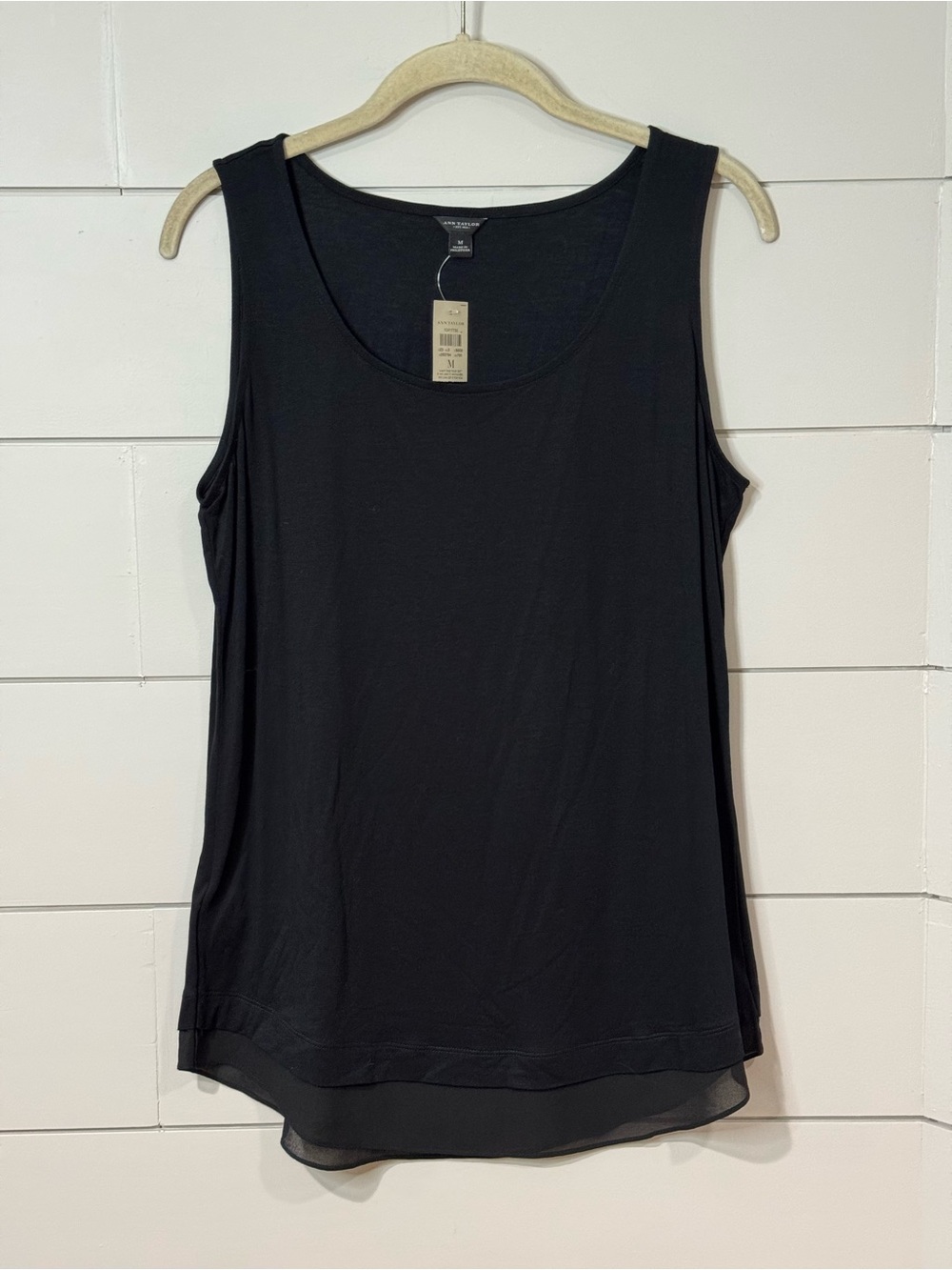 NEW Ann Taylor Black Layered Hem Sleeveless Top - Size M